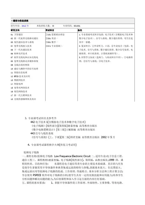 重大通信考试科目