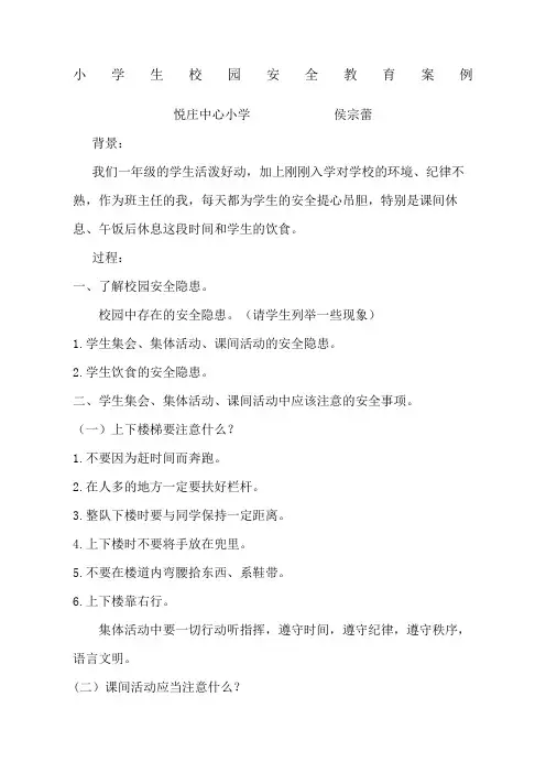 小学生校园安全教育案例