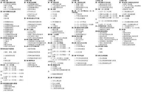 初中数学目录-北师大版