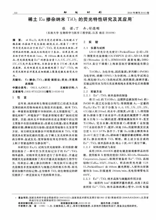 稀土Eu掺杂纳米TiO2的荧光特性研究及其应用