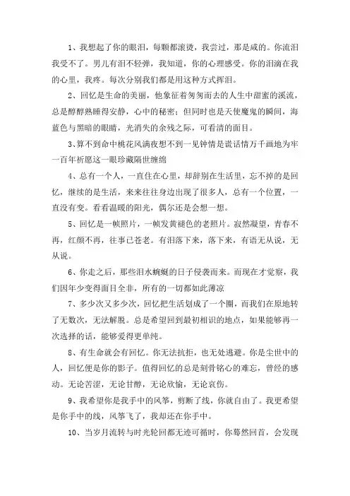 关于满满的回忆优美句子短句 致已不再年轻的自己