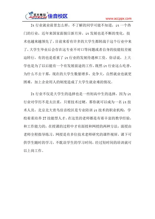 北大青鸟佳音校区 IT行业就业前景怎么样