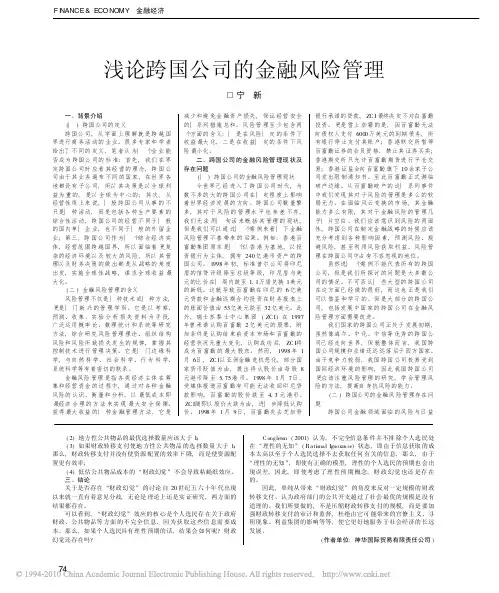 浅论跨国公司的金融风险管理