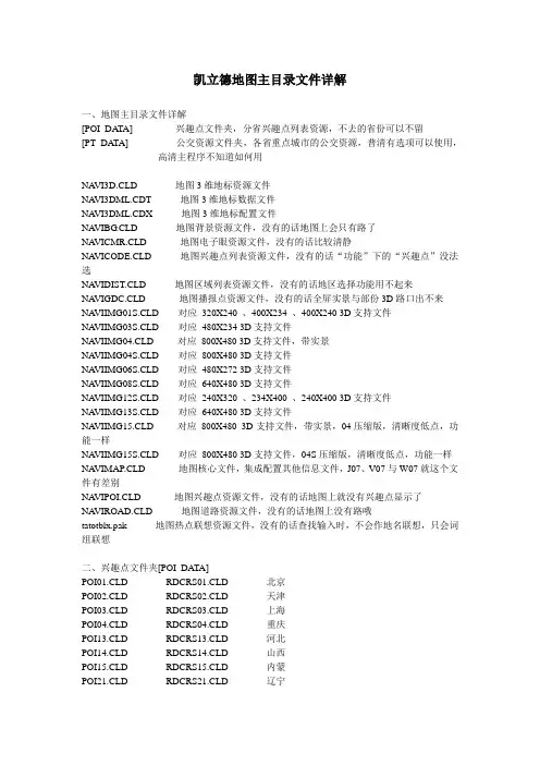 凯立德地图主目录文件详解