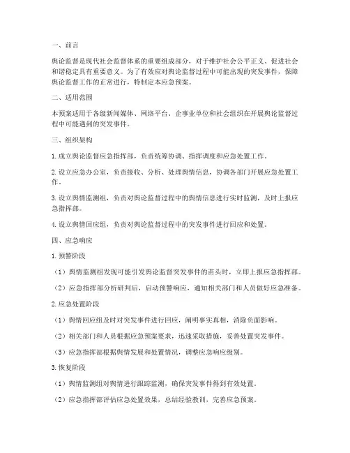 舆论监督应急预案