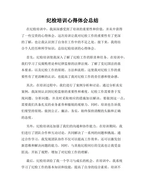 纪检培训心得体会总结