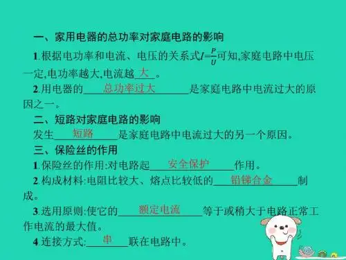 九年级物理全册19.2家庭电路电流过大的原因课件(新版)新人教版