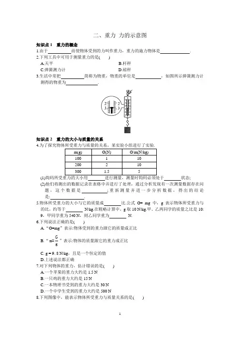 八年级物理下册《重力 力的示意图》练习题(含答案)