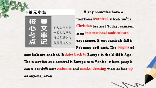 2019学年高中英语Module4Carnival单元小结课件外研版必修5