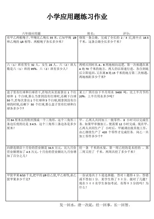 小学六年级数学自我提高VIII (84)