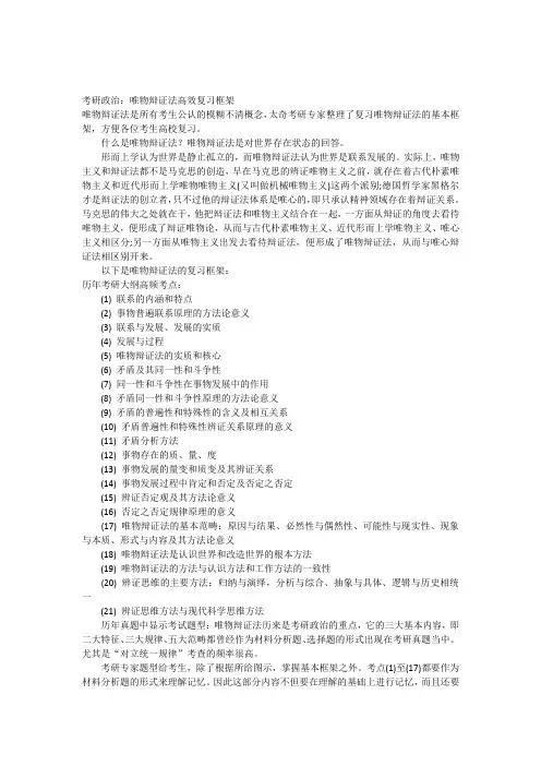 考研政治唯物辩证法高效复习框架
