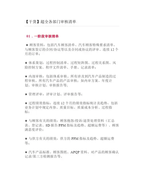 超全各部门审核清单