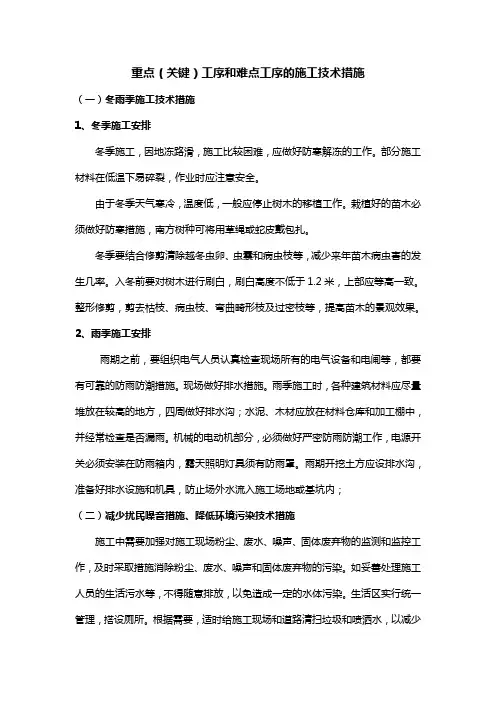 重点(关键)工序和难点工序的施工技术措施.doc