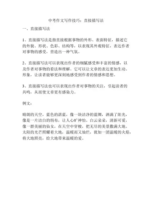 中考作文写作技巧：直接描写法