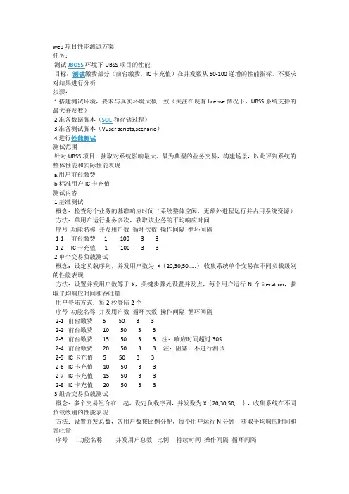 web项目性能测试方案