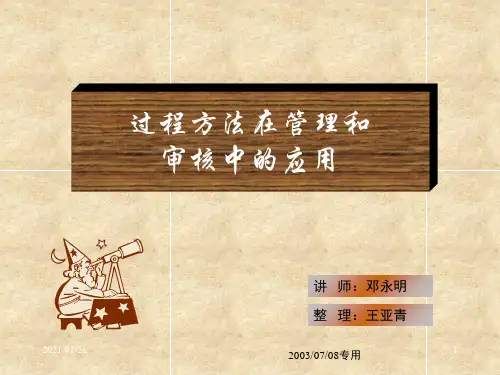 质量管理-过程方法在管理和审核中的应用PPT教学课件