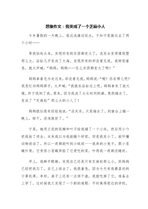 我变成了一个芝麻小人作文