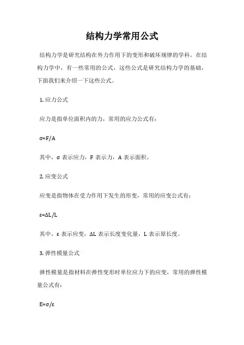 结构力学常用公式 2