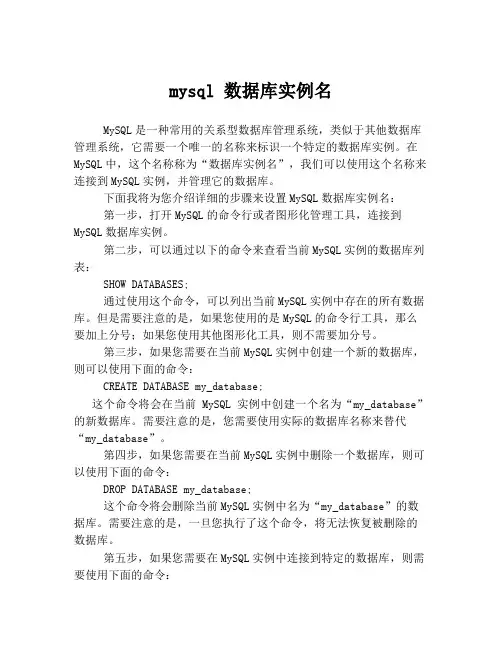 mysql 数据库实例名
