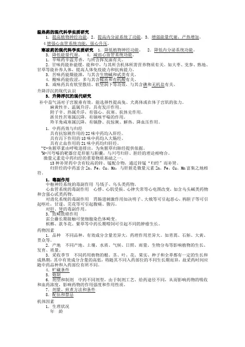 《中药药理学》笔记