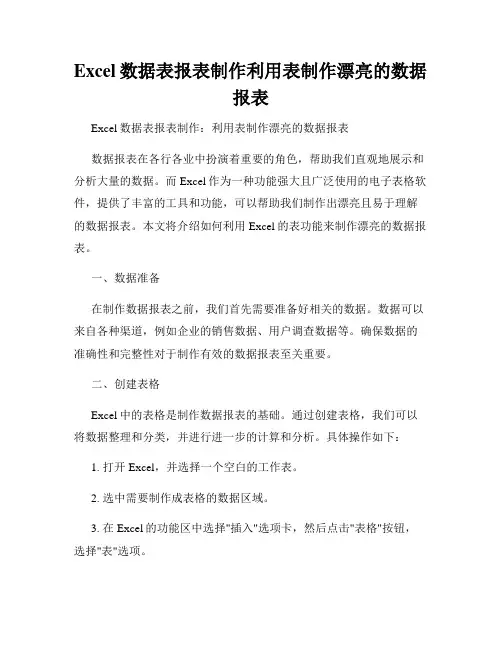 Excel数据表报表制作利用表制作漂亮的数据报表