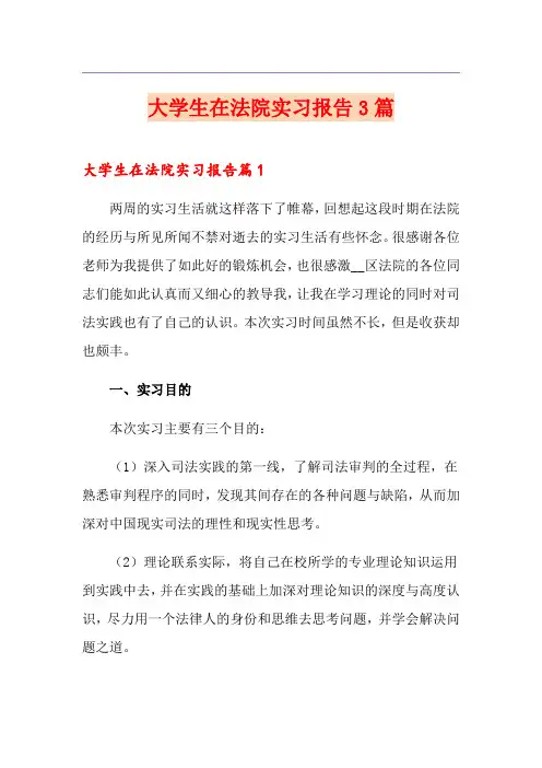 大学生在法院实习报告3篇