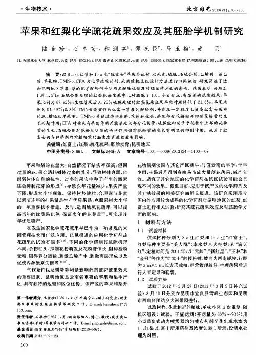 苹果和红梨化学疏花疏果效应及其胚胎学机制研究