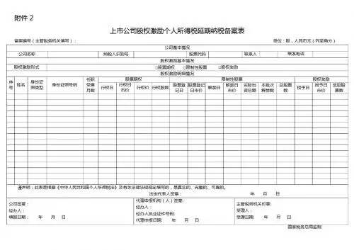 《上市公司股权激励个人所得税延期纳税备案表》及填报说明