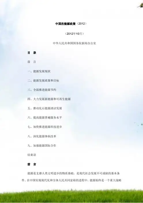 中国的能源政策(2012)