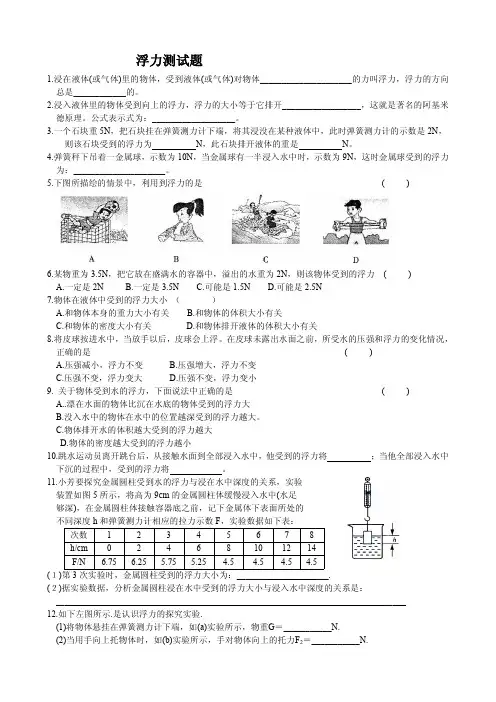 浮力测试题
