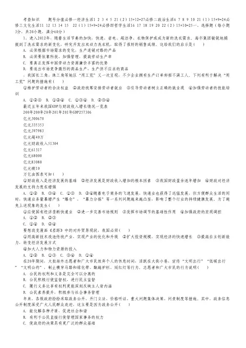 2013高考政治模拟密卷三.pdf