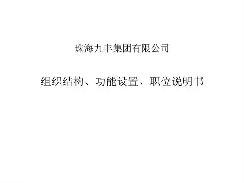 327远卓 珠海九丰集团组织结构、功能设置、职位说明书z
