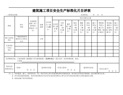 001建筑施工项目安全生产标准化月自评表及附表(参考) - 副本
