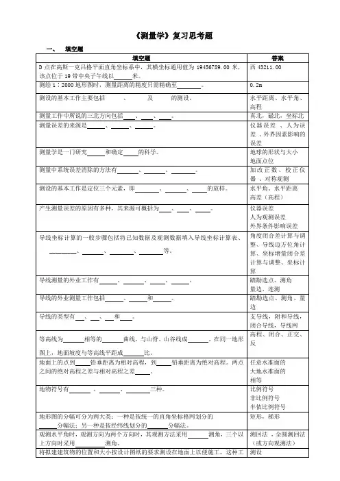 测量学思考题
