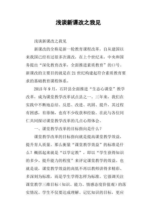 浅谈新课改之我见