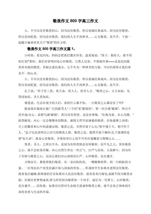 敬畏作文800字高三作文 2