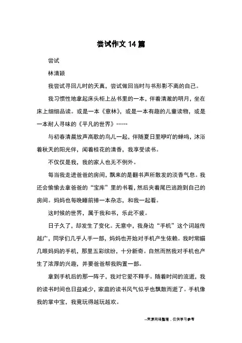 尝试作文14篇_优秀作文