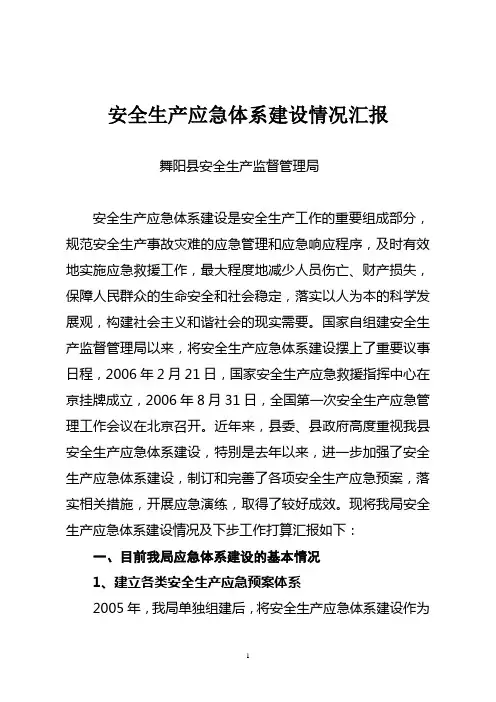 安全生产应急体系建设情况汇报