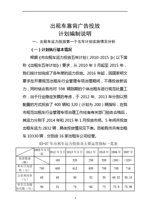 出租车靠背广告投放计划书