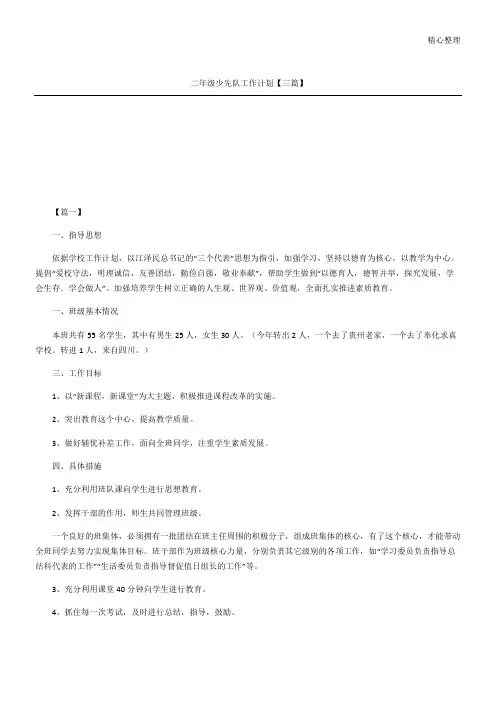 二年级少先队工作计划三篇