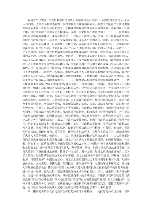 药监局领导班子工作总结