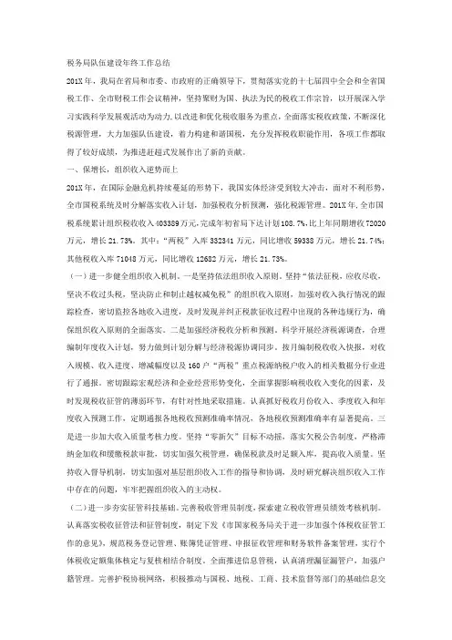 税务局队伍建设年终工作总结.docx