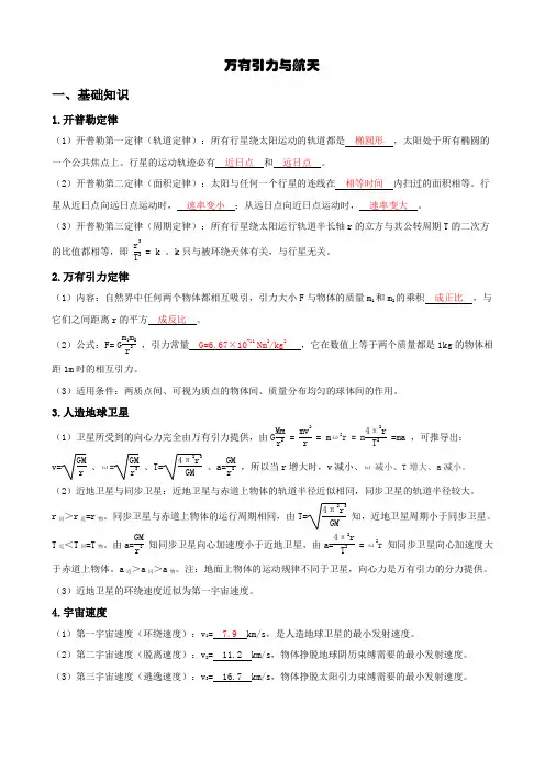 【高中物理】万有引力与航天教案讲义解析