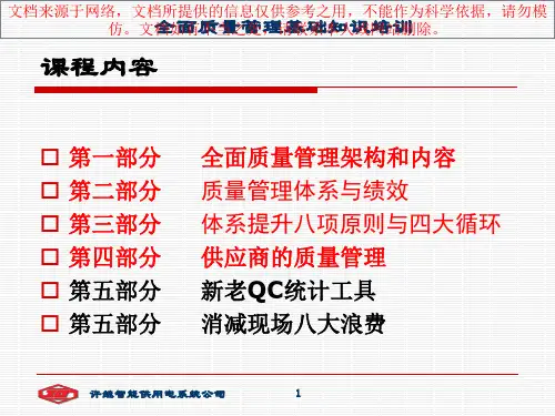 最新全面质量管理培训专业知识讲座