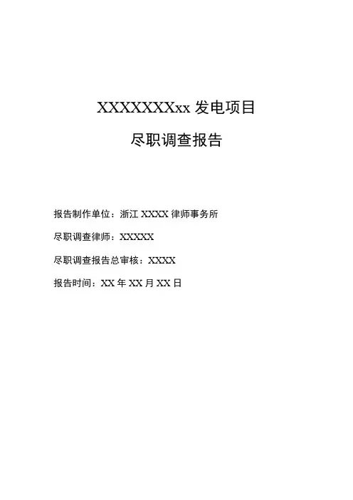律师尽职调查报告(完整版)