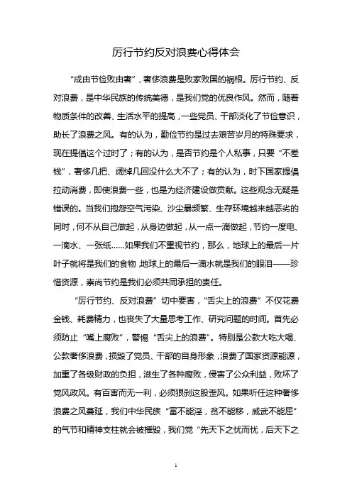 厉行节约反对浪费心得体会