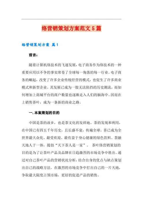 网络营销策划方案范文5篇