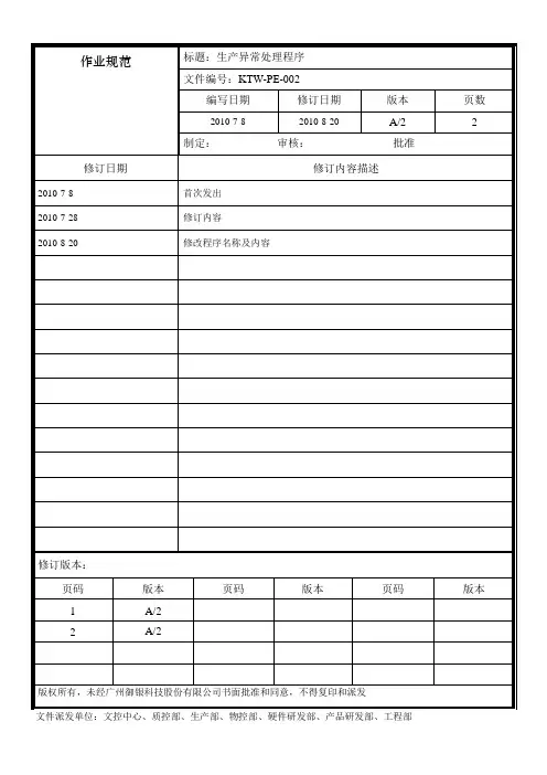 生产异常处理程序