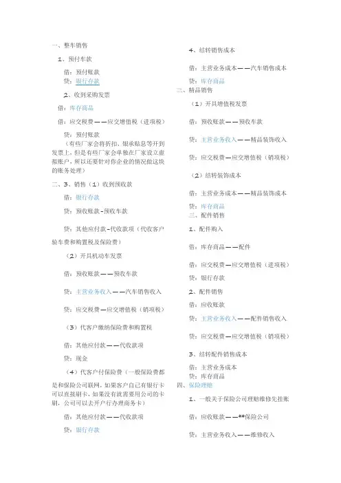 汽车销售财务知识