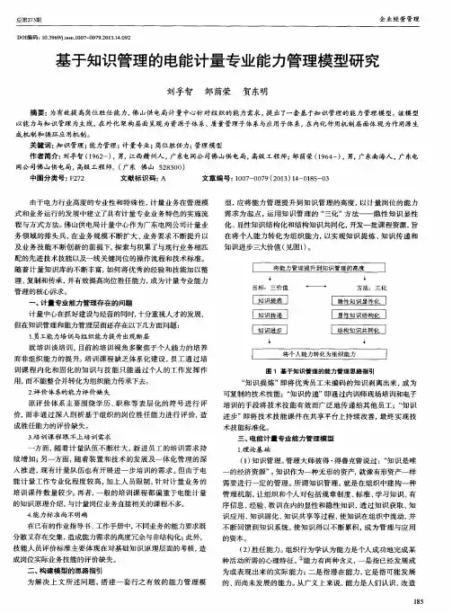 基于知识管理的电能计量专业能力管理模型研究